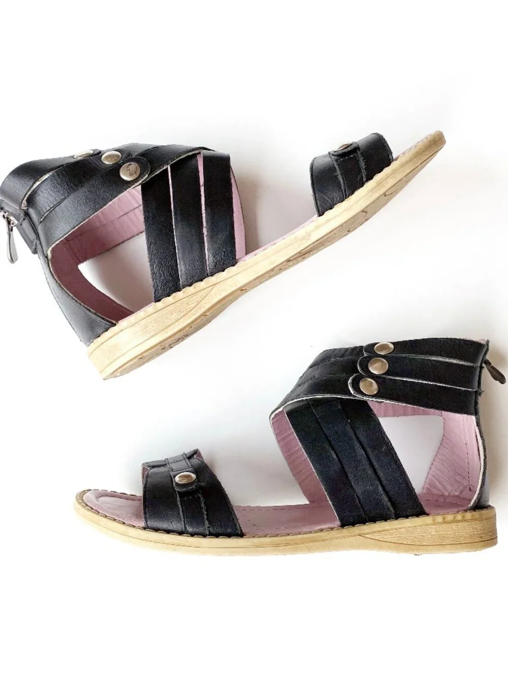 Billowy Girls Black Leather Gladiator Sandals EU 33 US 2
